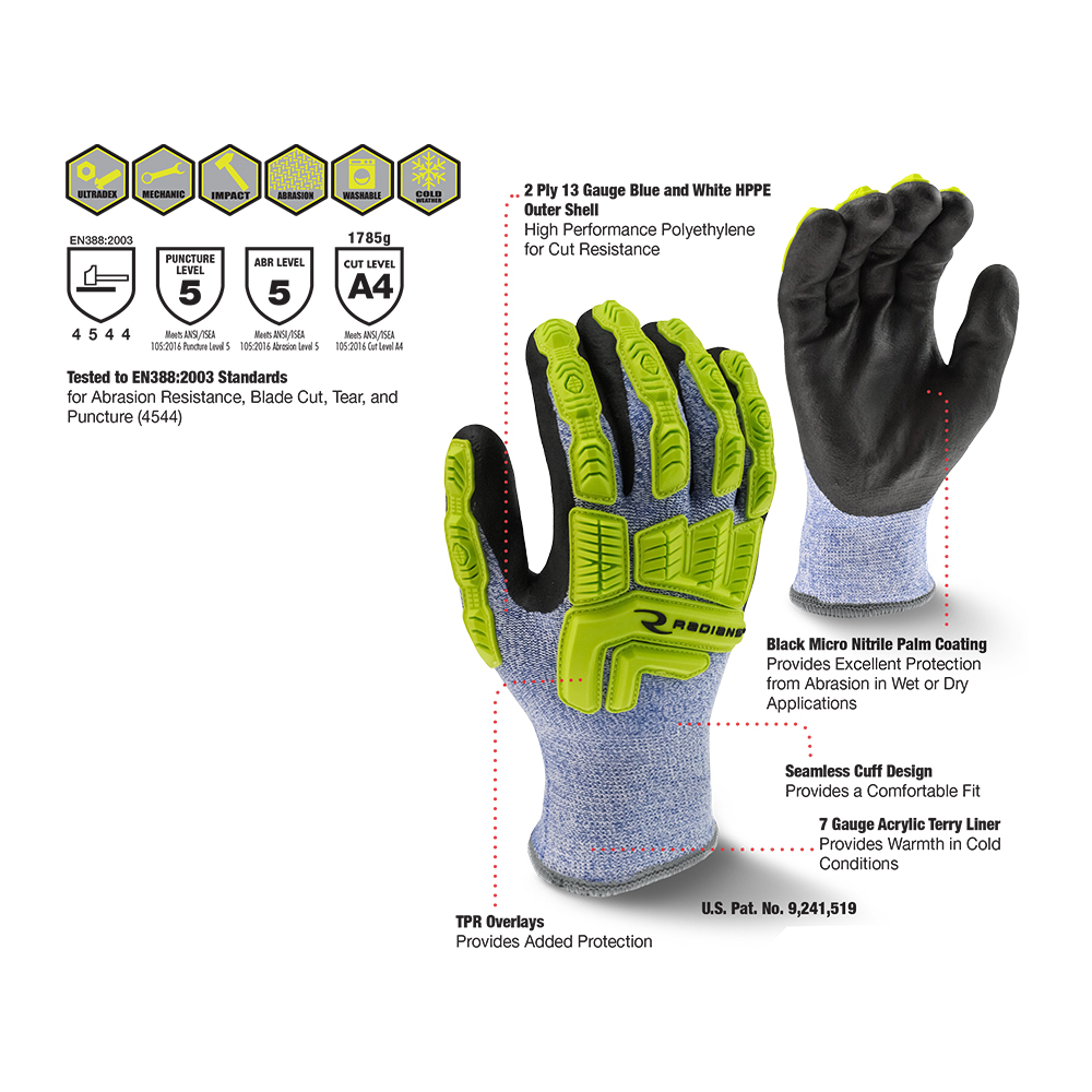 Radians RWG604 Cut Protection Level A4 Coated Cold Weather Glove